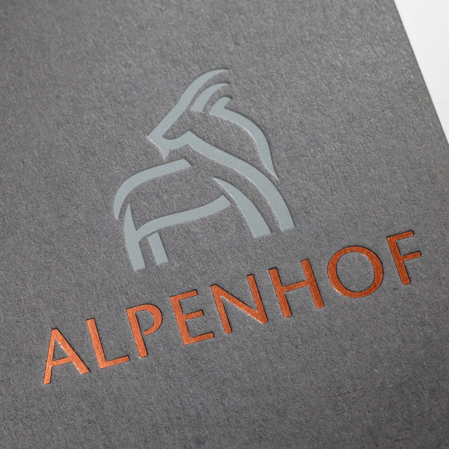 Colorplan Visitenkarten mit Heißfolienprägung: Beispiel Alpenhof