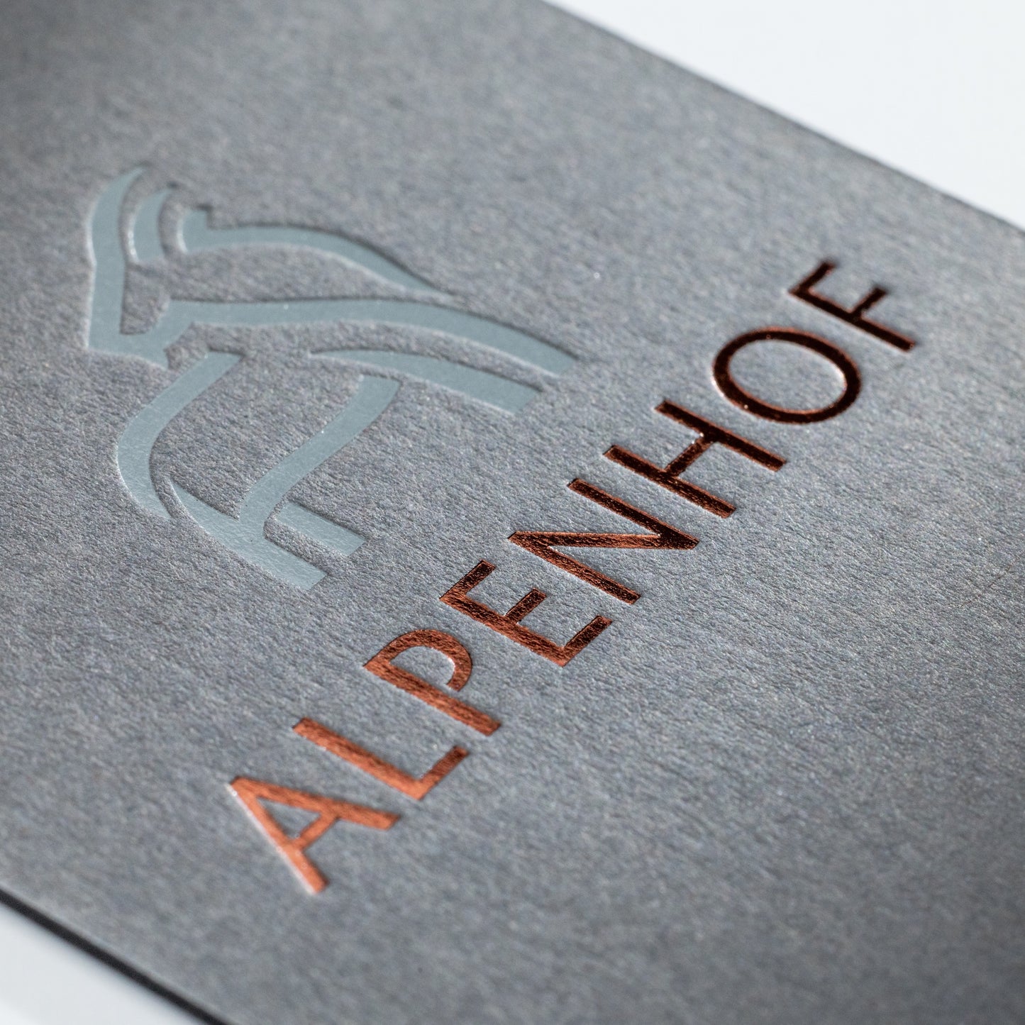 Colorplan Visitenkarten mit Heißfolienprägung: Beispiel Alpenhof