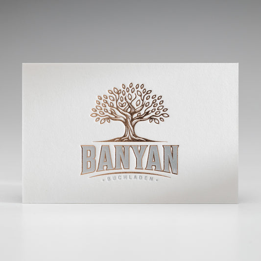 GMUND Cotton Visitenkarte mit Heißfolienprägung: Beispiel BANYAN