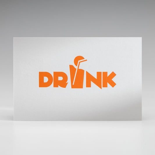 Visitenkarte mit Heißfolienprägung: Beispiel Drink orange