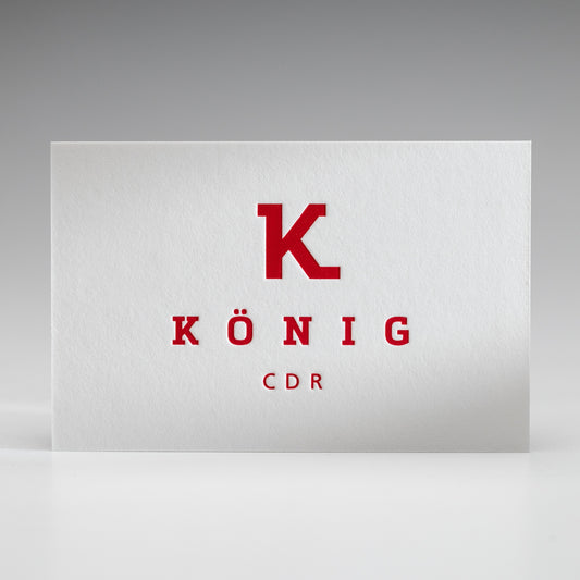 Gmund Cotton mit Heißfolienprägung: Beispiel KÖNIG CDR