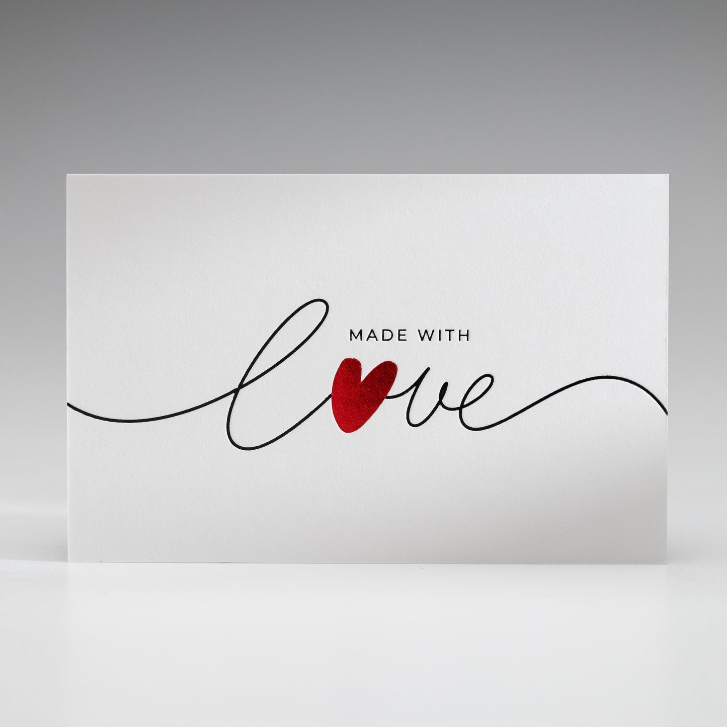 Visitenkartenkarton mit Heißfolienprägung: Beispiel MADE WITH LOVE
