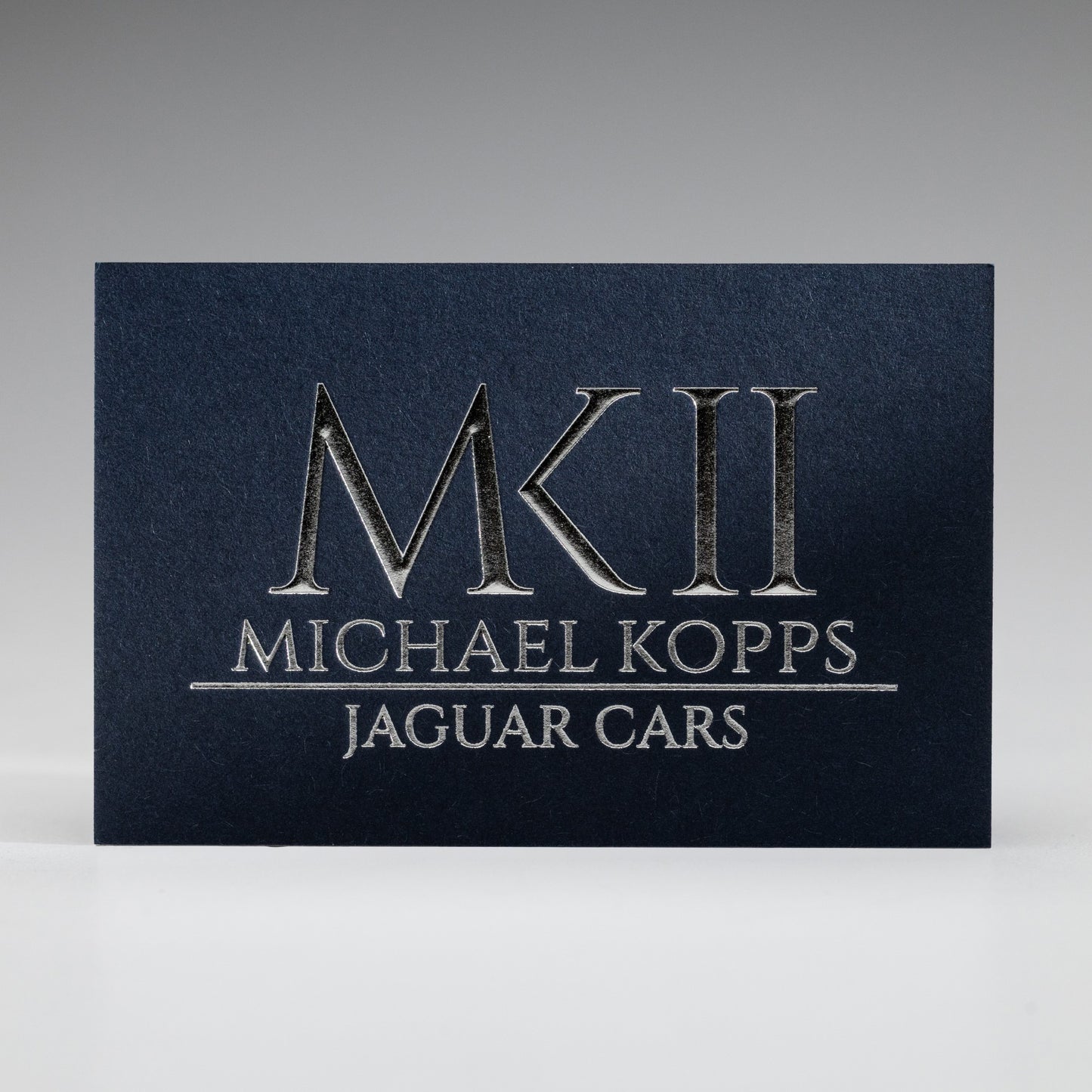 Visitenkarten mit Reliefprägung in silber Beispiel MK II