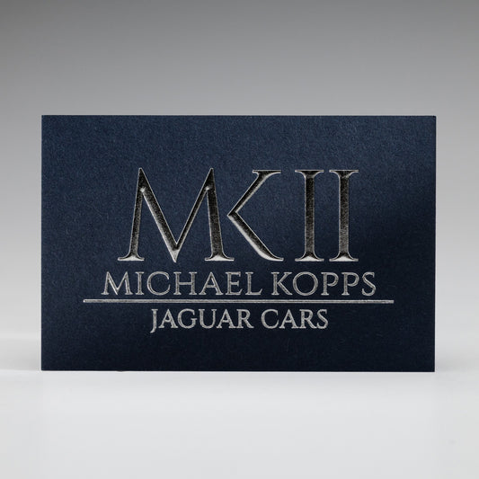 Visitenkarten mit Reliefprägung in silber Beispiel MK II