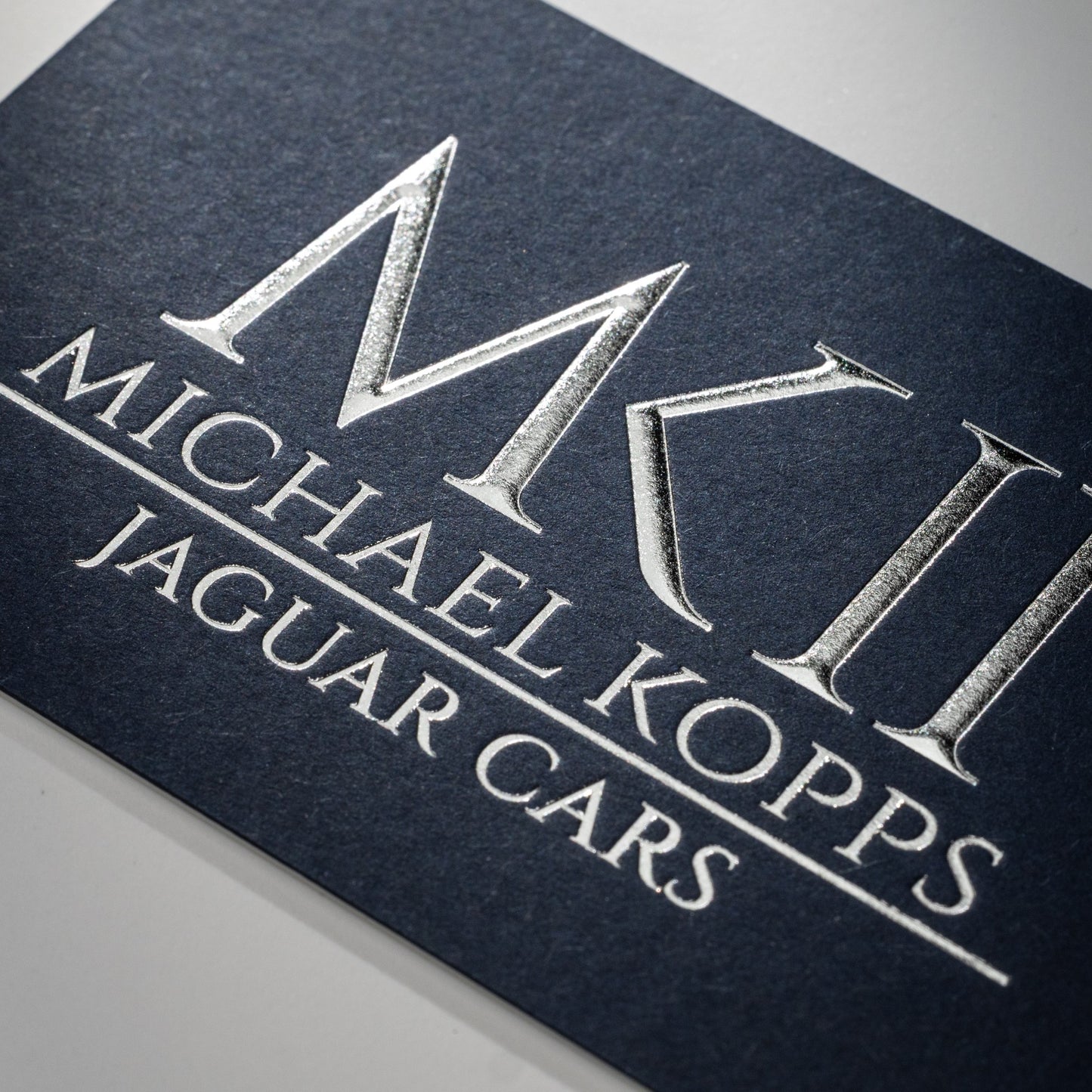 Visitenkarten mit Reliefprägung in silber Beispiel MK II