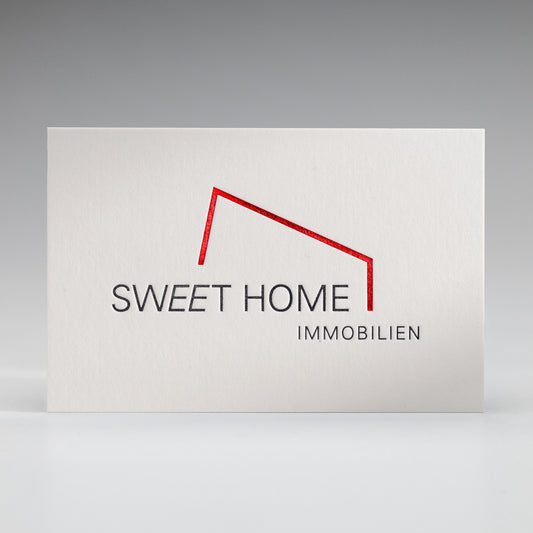 Zweifarbige Visitenkarte Beispiel Sweet Home
